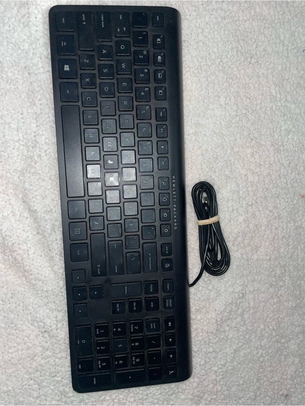 Slim Black Wired Desktop Keyboard with Full Layout